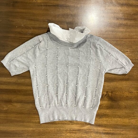 Victorias Secret Pink Maroon Long Sleeve Crop Top & On Twelfth Gray Sweater With - Picture 8 of 8